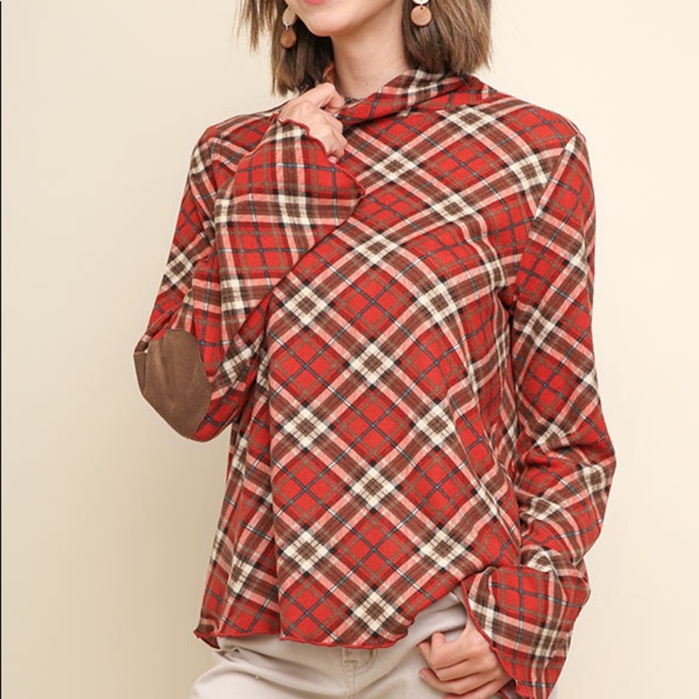 🆕HP!🎉Umgee Lettuce Trim Suede Elbow Top - Picture 3 of 4